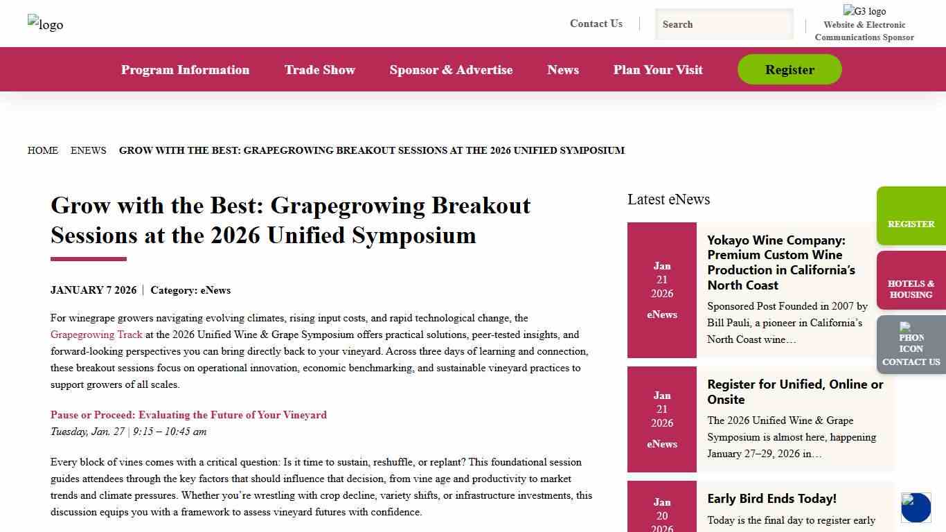 Grow with the Best: Grapegrowing Breakout Sessions at the 2026 Unified Symposium - Unified Wine & Grape Symposium