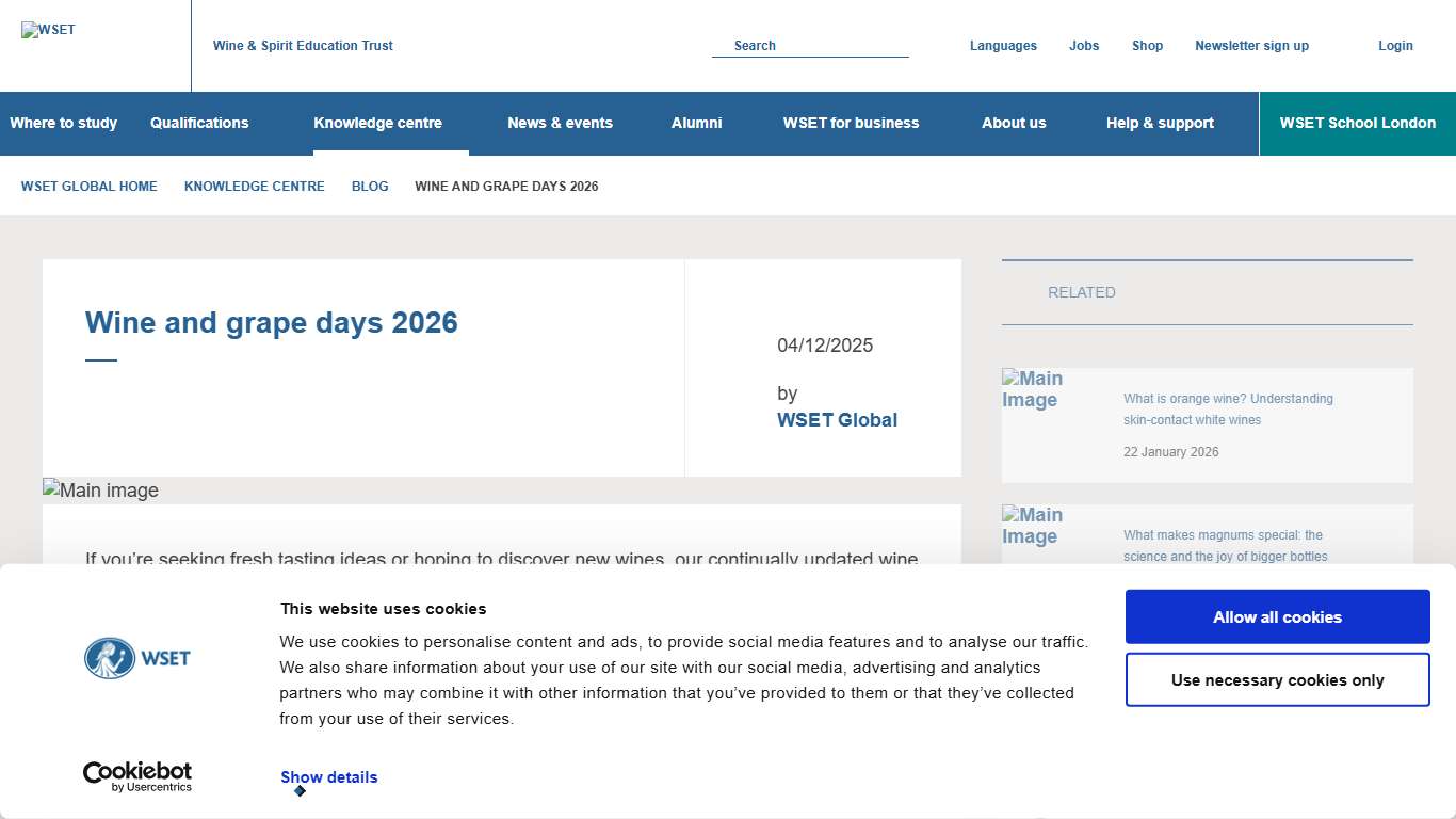 Wine and grape days 2026 Wine & Spirit Education Trust